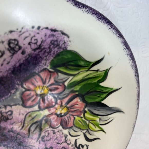 VTG Hand Painted 2 Piece Floral Ceramic Box w/Lid 9" - Picture 9 of 15